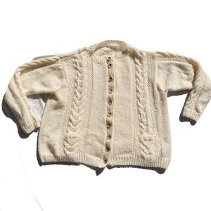 vintage cream cardigan sweater button up size XL/XXL cable knit